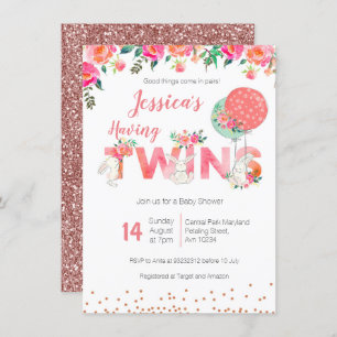 Convites gêmeos do chá de fraldas das meninas