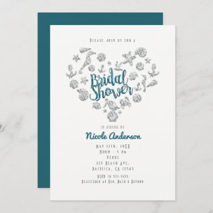 Convites Glam do coração do diamante da praia do