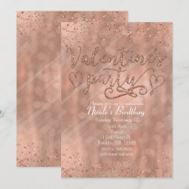 Convites Glam Rosa Dourado para Festa de Dia dos N