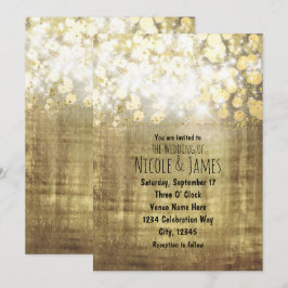 Convites Glamour Dourado Rústico Luzes Sparkle Bri