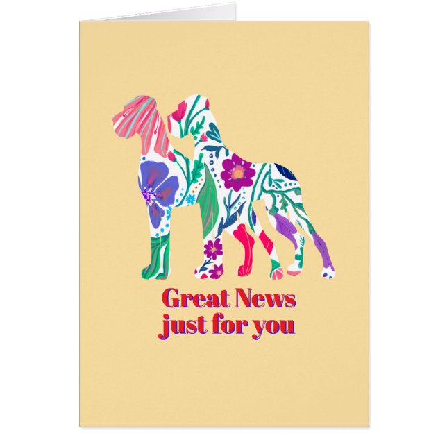 Convites Great Dane rosa floral (Frente)