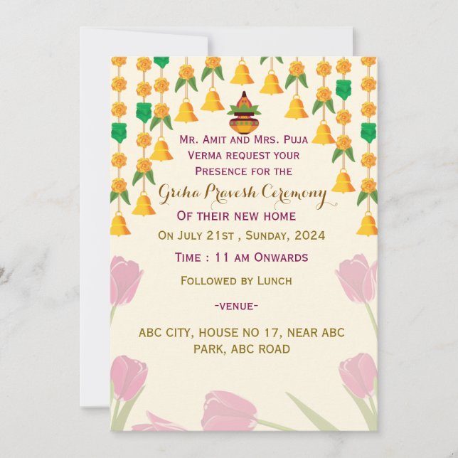 Convites Griha Pravesh (Frente)