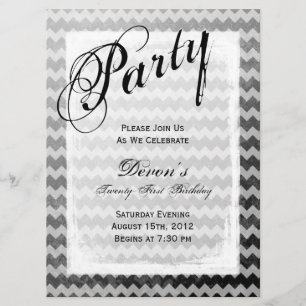 Convites Grunge Preto do Chevron de aniversário d