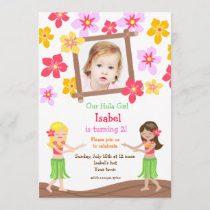 Convites havaianos do aniversário da foto da praia