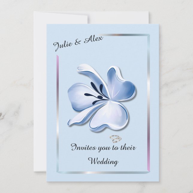 Convites Holográficos Holográficos Azuis Brilhante (Frente)