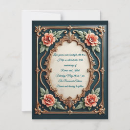 Convites Impressos Florais Dourado e Rubor