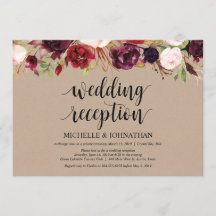 Convites Kraft para Recepção de Casamento Floral B