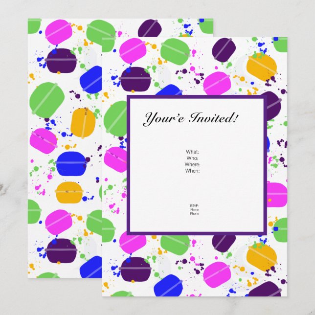 Convites Macaron Confetti - Personalizados (Frente/Verso)