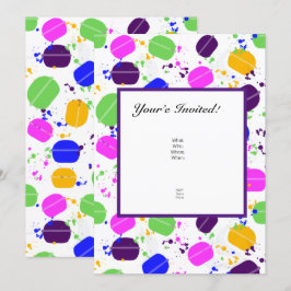 Convites Macaron Confetti - Personalizados
