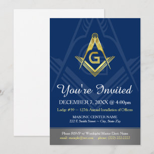 Convites Masônicos Dourados Azul-marinho   Freema