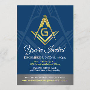 Convites Masônicos   Marinho Blue e Dourado Freema