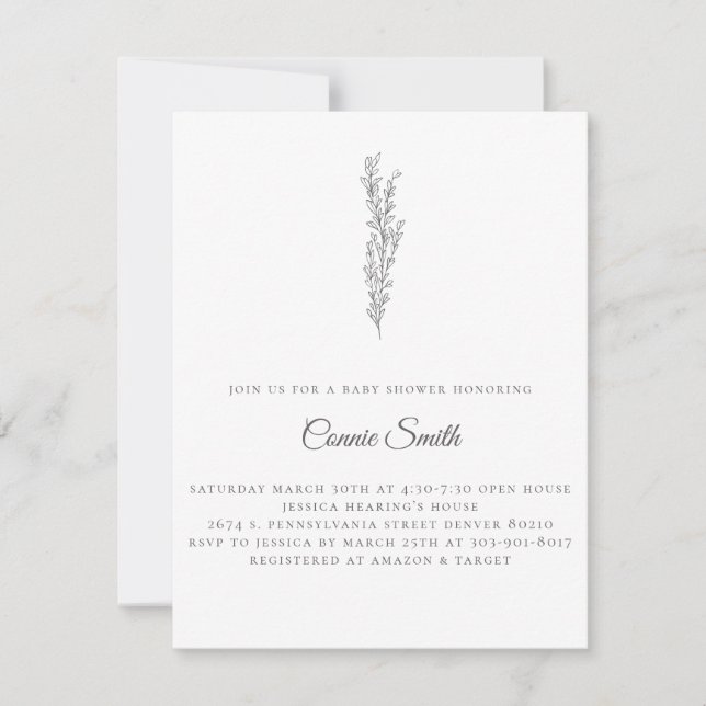 Convites Minimalistas para Bebês (Frente)