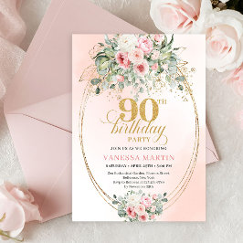 Convites Mínimos de Aniversário de 90 anos com Ros