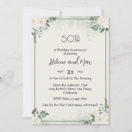 Convites mínimos de aniversário de casamento verde