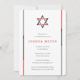 Convites Mitzvah para Bar Moderno | Vermelho + Pre