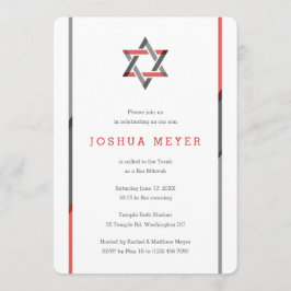 Convites Mitzvah para Bar Moderno | Vermelho + Pre
