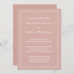 Convites Modernos de Casamento Dusty Rosa Minimali