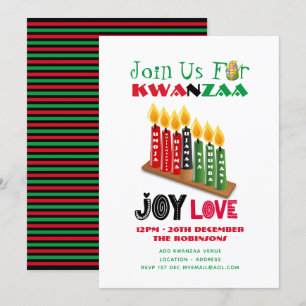 Convites Modernos de Festa KWANZAA com 7 Velas e P