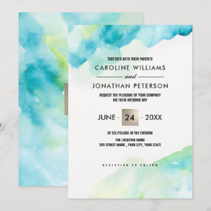 Convites modernos do casamento da aguarela de
