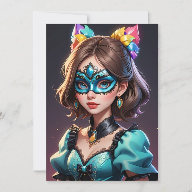 convites modernos mascarada doce 16 (Frente)