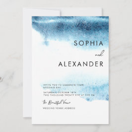 Convites Modernos para Casamento de Cores d'Água. 