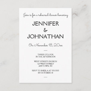 Convites modernos simples do jantar de ensaio