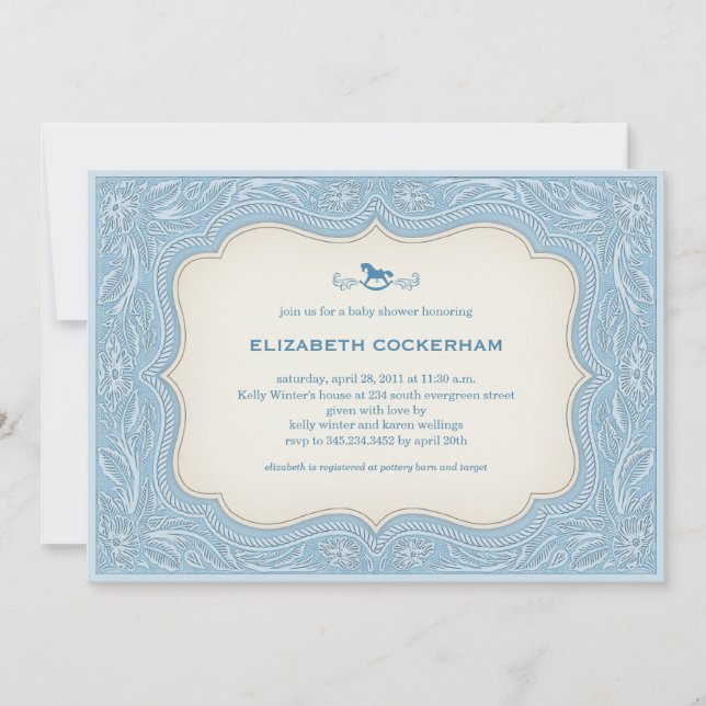 Convites ocidentais do chá de fraldas do vaqueiro (Frente)