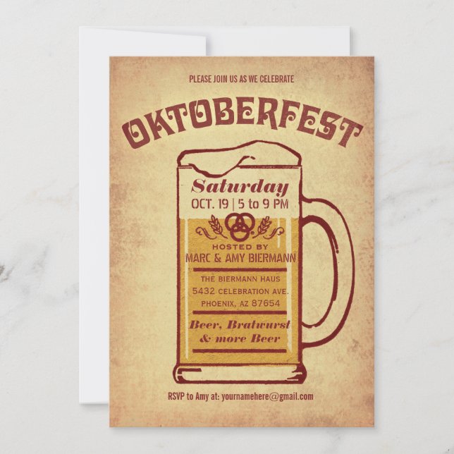 Convites Oktoberfest - Rustic v.1 (Frente)