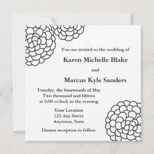 Convites ou Anúncios de Casamento em Quadrado Negr