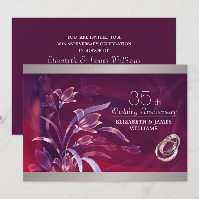 Convites para a Festa de 35 Anos de Casamento (Frente/Verso)