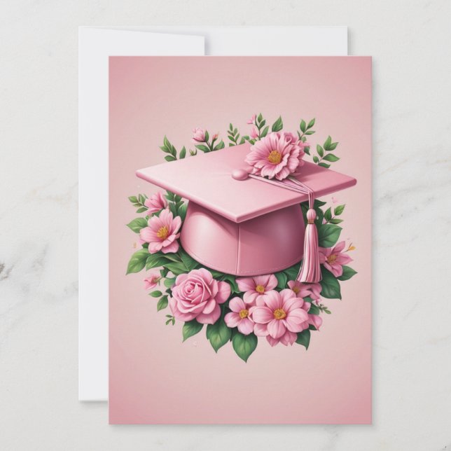 convites para a graduação em rosa das flores moder (Frente)