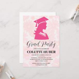 convites para a graduação em rosa das flores moder