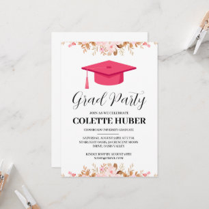 convites para a graduação em rosa das flores moder