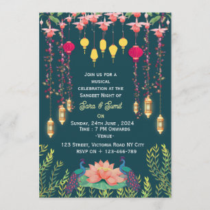 Convites para a Noite de Sangeet do Casamento Indi