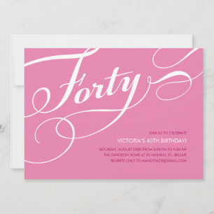 Convites para aniversário de 40 anos cor-de-rosa