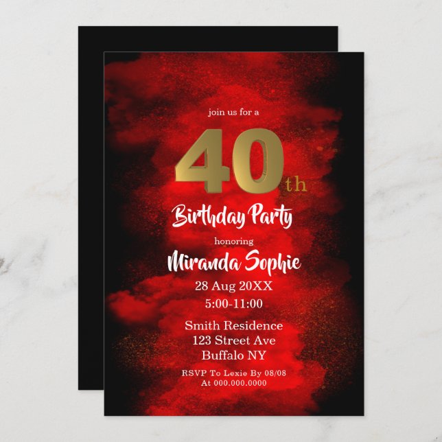 Convites para aniversário de 40 anos de Fumaça Neg (Frente/Verso)