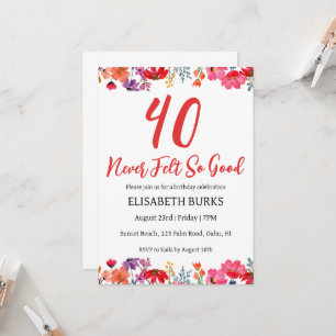 convites para aniversário de 40 anos florais moder