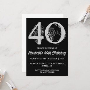 convites para aniversário de 40 anos florais moder