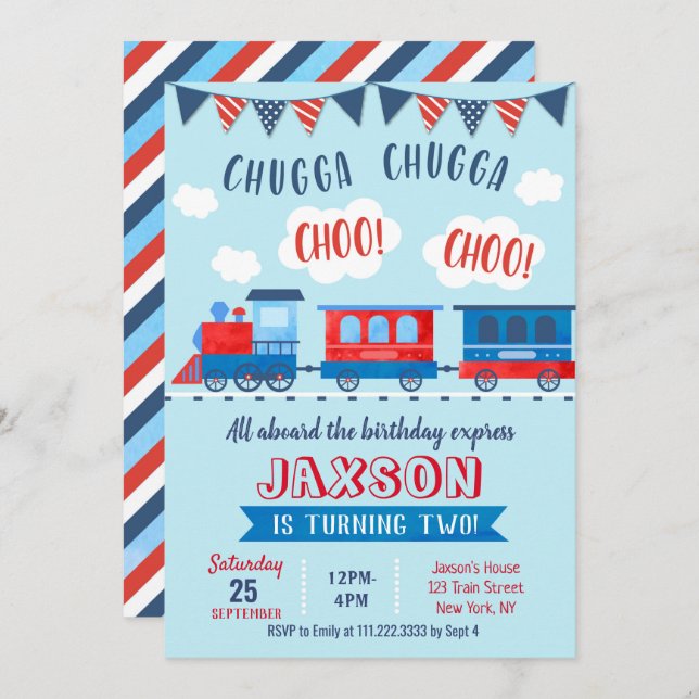 Convites para Aniversário do Choo Choo (Frente/Verso)