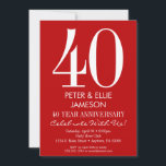 Convites para Aniversário Simples, Moderno, Vermel<br><div class="desc">Um simples e moderno convite para o aniversário do vermelho e do branco. Perfeito para aniversários de marcos como 5,  10º,  15,  20,  25,  35º,  45º,  45º,  50º,  55º,  60º... ou a qualquer ano!</div>