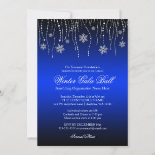 Convites para Baile de Gala de Flocos de Neve Azul
