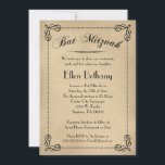 Convites para Bat Mitzvah Elegante<br><div class="desc">Este convite formal e elegante do Bat Mitzvah remonta a ontem, mas ainda tem um grande Fator Legal. Fundo de estilo de papel de vintage neutro com rolagem preta e script.</div>