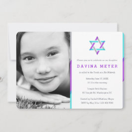 Convites para Bat Mitzvah Fotográfica | Roxo + Tet