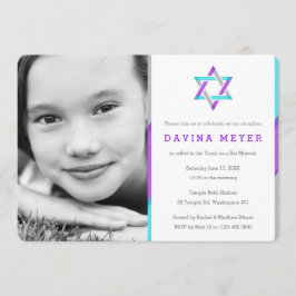 Convites para Bat Mitzvah Fotográfica | Roxo + Tet
