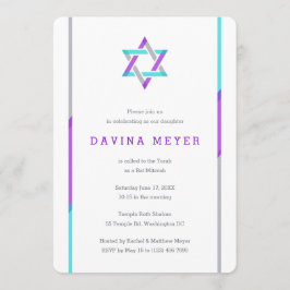 Convites para Bat Mitzvah Moderno | Roxo + Teto