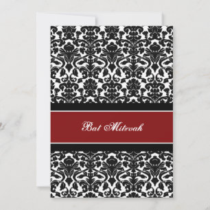 Convites para Bat Mitzvah Red Damask