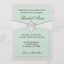 Convites para Bat Mitzvah verde-menta-clara