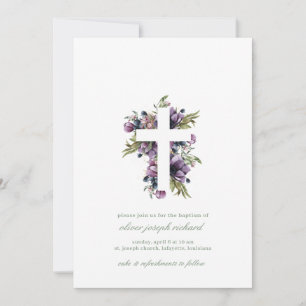 Convites para Batismo Floral de Aquarela
