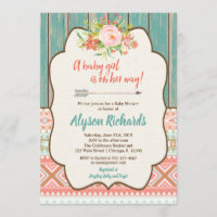 Convites para bebê, chá de fraldas tribal