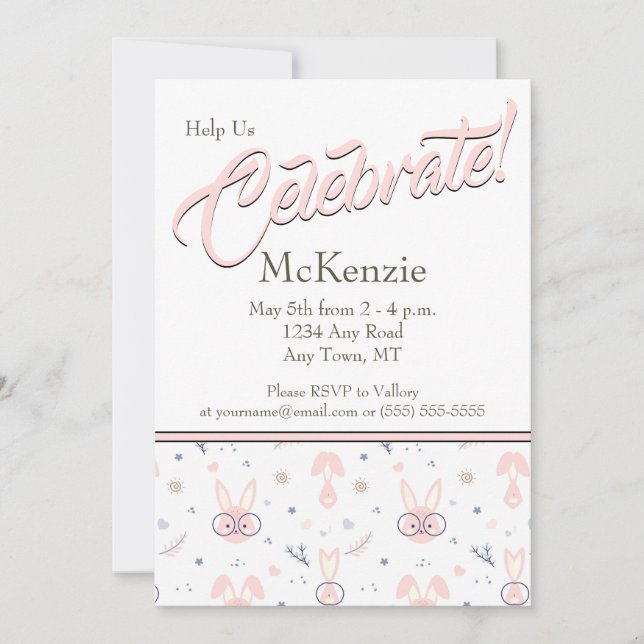 Convites para Bebê Coelhinhos Bonitos (Frente)